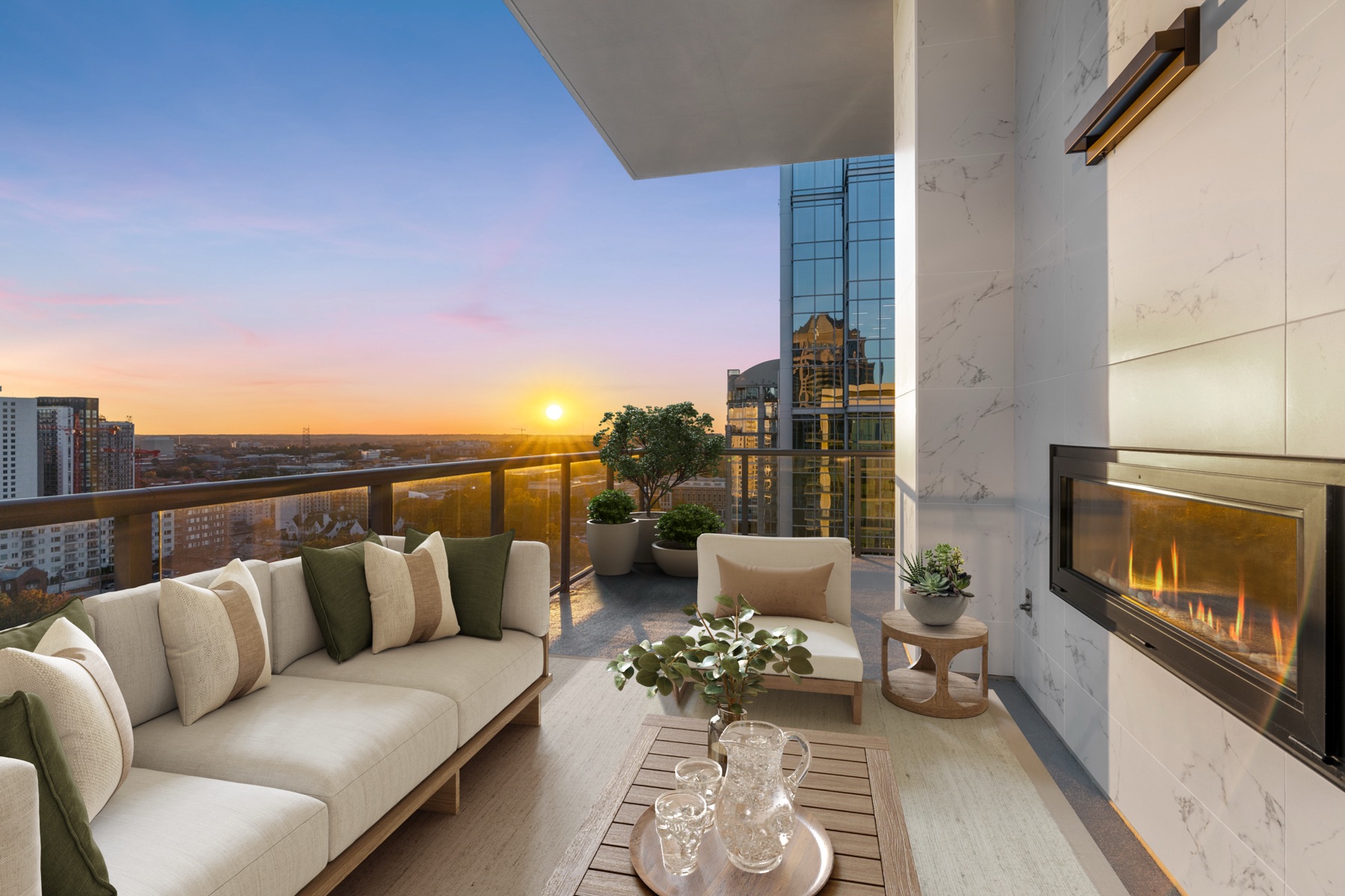 40 West 12th oversized balcony virtually staged