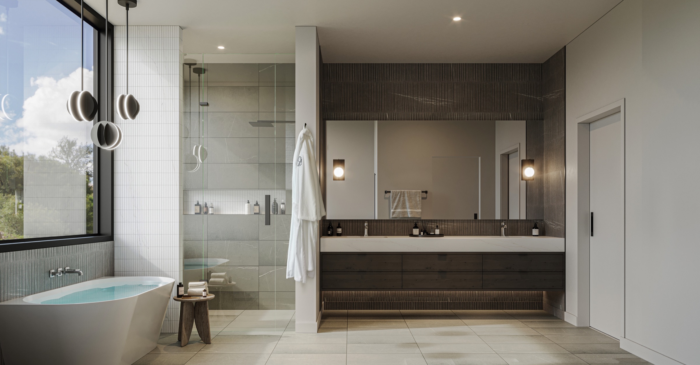Shalom Park luxury townhome primary bathroom interior